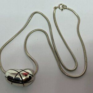 Vintage Zina Sterling Silver Slider Pendant Snake Chain Necklace 16"